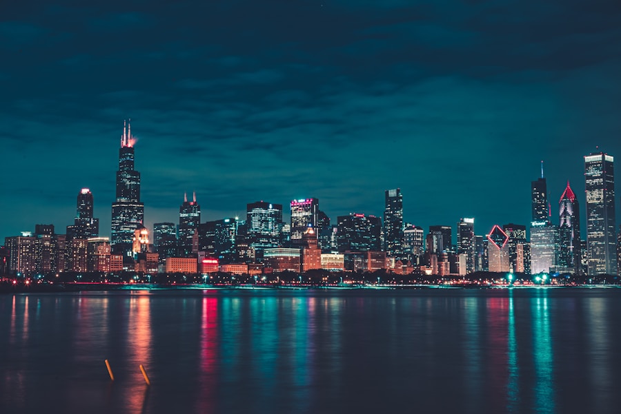 Chicago skyline at night
